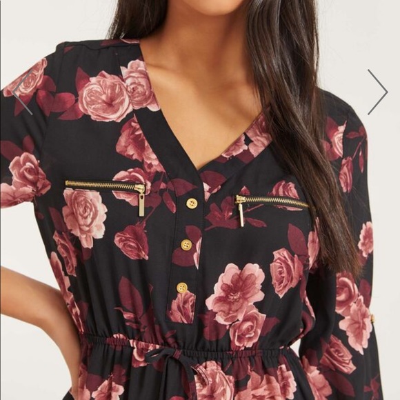 Floral Drawstring Tunic Blouse - Picture 2 of 8